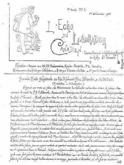Una pagina d’archivio de L’Écho du Labrador